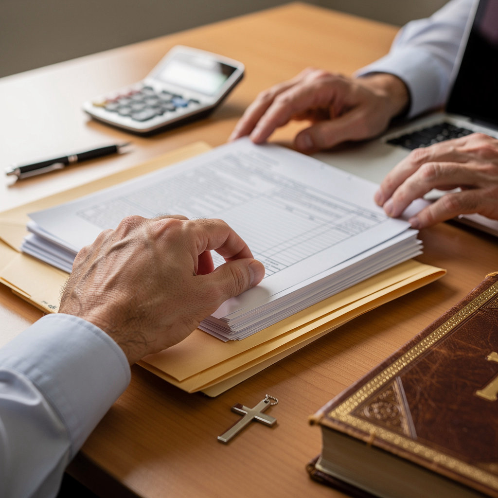 Clergy Tax Service CPA expert reviewing tax documents with a minister in San Diego, CA
